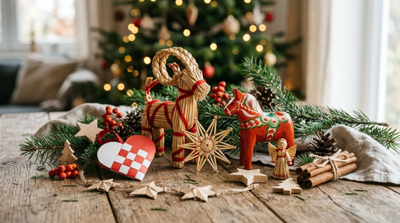 Bring in handmade or natural ornaments with quiet charm inspiration for a Scandinavian holiday home.